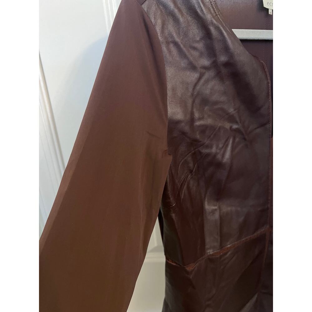 Ecru Patchwork Leather Front Top Chocolate Brown … - image 5